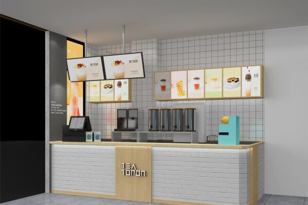 茶托邦小面积奶茶店吧台装修
